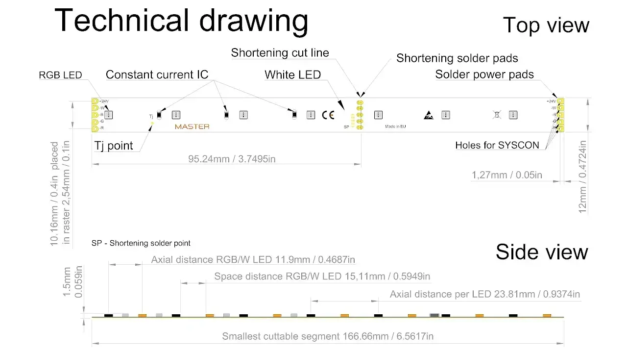 RGB LED strip MASTER-42RGB technical drawing