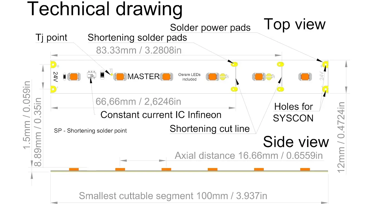 MASTER-LONGRUN technical drawing showing exact dimensions and features